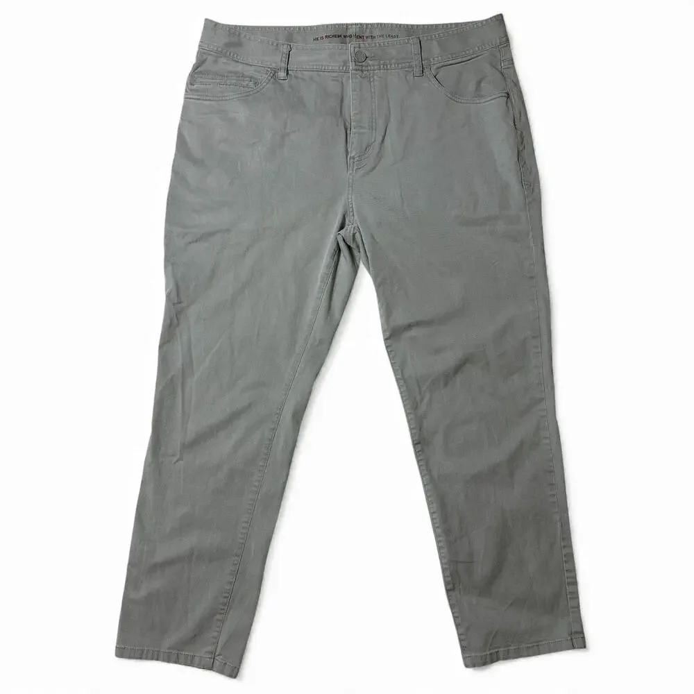 Rhone Everyday Twill 5-Pocket Pants Mens Actual Size 37x28 Gray Chino Slim Fit